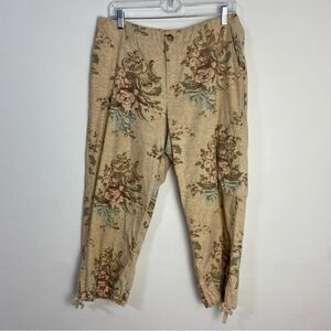 Coldwater Creek Womens 10 Tan Floral Cargo Pants Cottagecore Grandmacore Casual‎